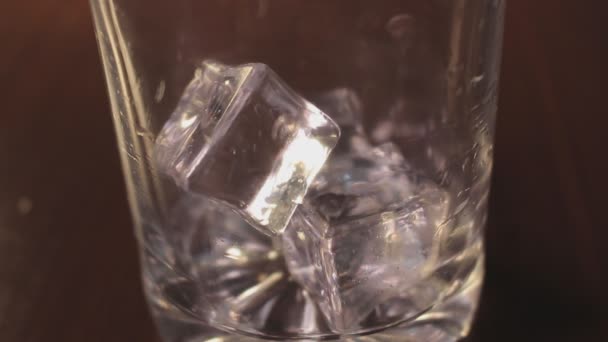 Ρίχνεις Ουίσκι Ένα Ποτήρι Πάγο — Αρχείο Βίντεο