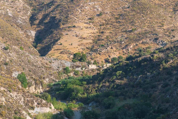 Área Montanhosa Sul Espanha Rio Que Não Transporta Água Árvores — Fotografia de Stock