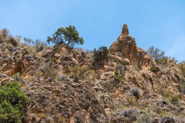 Paisagem Montanhosa Sul Espanha Montanha Coberta Com Vegetação Nuvens Céu — Fotografia de Stock