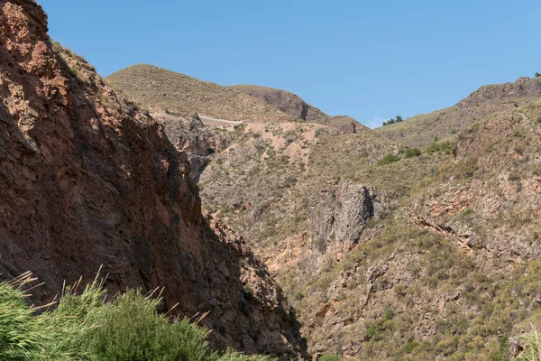 Paisaje Montañoso Sur España Hay Arbustos Ladera Cielo Está Despejado — Foto de Stock