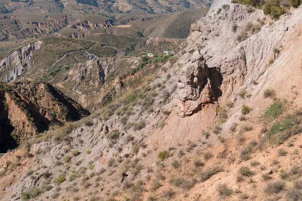 Paisagem Montanhosa Sul Espanha Montanhas São Cobertas Com Vegetação Arbustos — Fotografia de Stock