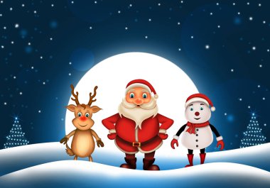  Neşeli Noel mutlu Noel Baba ile rendeer