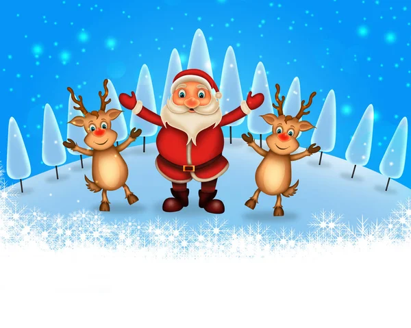 Merry Christmas Happy Christmas Santa Rendeer — Stock Photo, Image