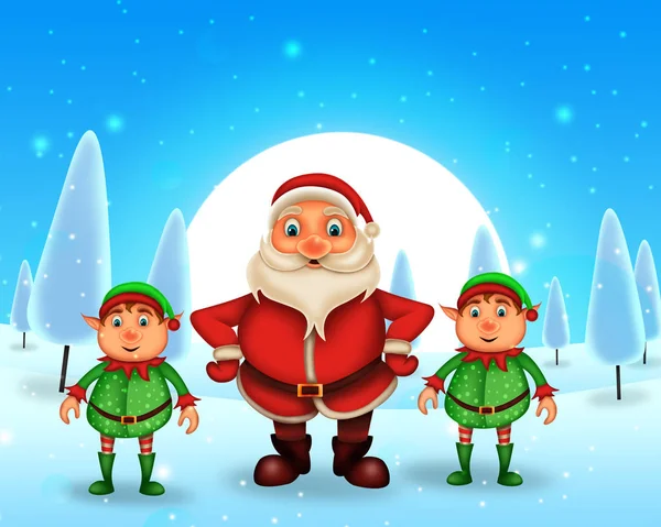   Merry Christmas mutlu Noel, santa rendeer neşeli ile Noel Baba ve Noel kar sahnede elvis