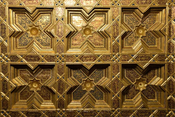 Χρυσαφί Φόντο Παραδοσιακά Στολίδια Arabes Φτιαγμένα Οροφή — Φωτογραφία Αρχείου