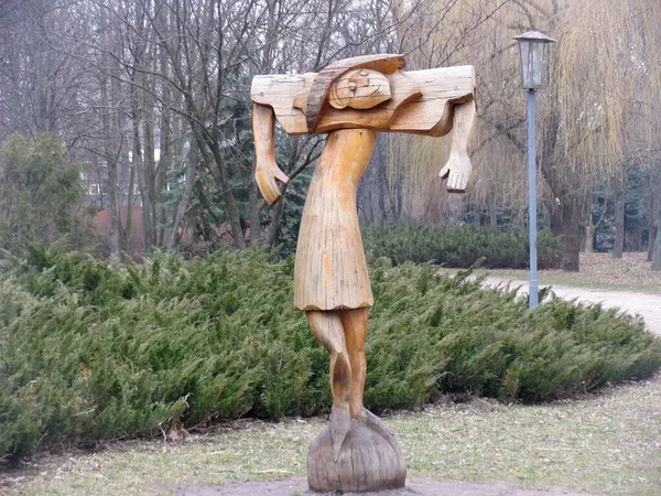 Holzstatue Park Jahre Sieg Der Stadt Tscherkasy — Stockfoto