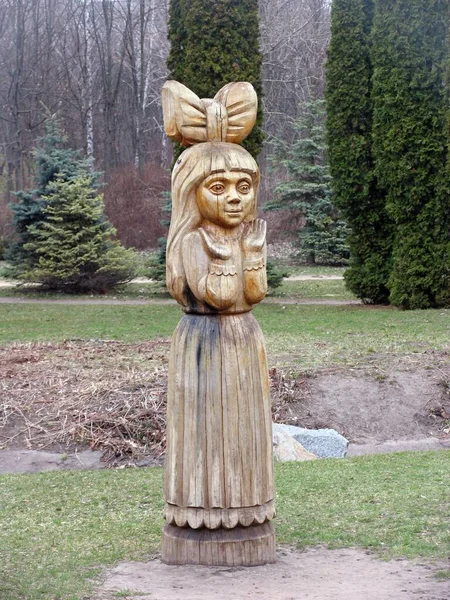 Estátua Madeira Parque Anos Vitória Cidade Cherkasy — Fotografia de Stock