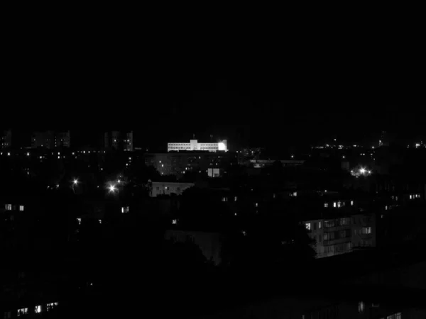 Nuit Vue Sur Ville Depuis Balcon — Photo