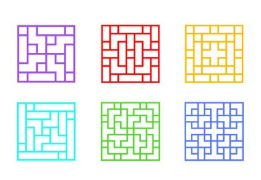 Kare Çin kümesi pencere çerçevesi, vektör sanat tasarım