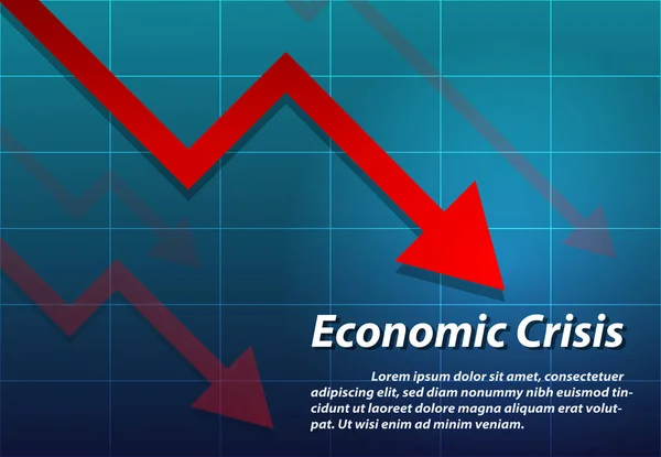 Flecha Hacia Abajo Fondo Crisis Económica Arte Vectorial — Archivo Imágenes Vectoriales