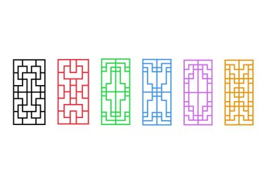 Çin pencere çerçevesi üzerinde beyaz, vektör sanat tasarım kümesi