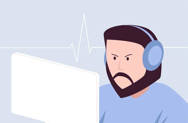 Hipster Gamer Mit Headset Spiel Vektorkunst — Stockvektor