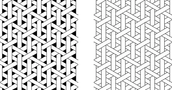 Outline Seamless Weave Rattan Pattern Vector Art Design — Stock Vector