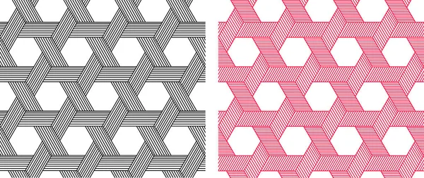 Seamless Weave Hexagon Pattern Linear Style Vector Art — Stock Vector