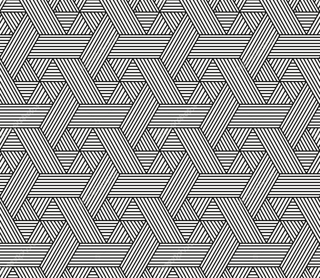 Seamless Hexagon pattern in rattan style, vector art