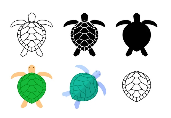 Conjunto de iconos de tortuga y signo en el arte vectorial — Archivo Imágenes Vectoriales