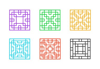 Kare Çince pencere çerçevesi beyaz, vektör