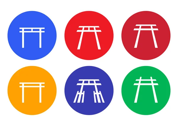 Set di icone e simboli del santuario giapponese, vettoriale — Vettoriale Stock
