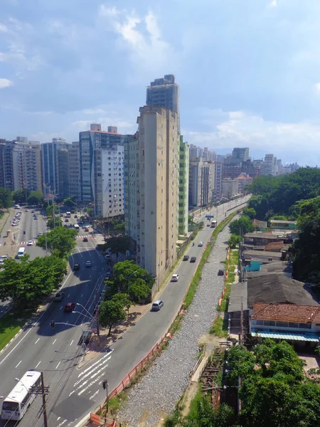 Sao Vicente Sao Paulo Brazil Ilmakuva Kaupungin Rakennusten Reunasta — kuvapankkivalokuva
