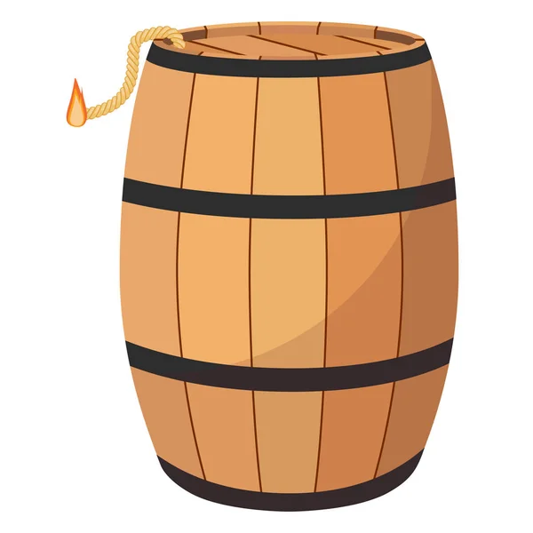 Vector Illustration Gun Powder Barrel Tnt Dynimate Wooden Old Barrel — Stock Vector