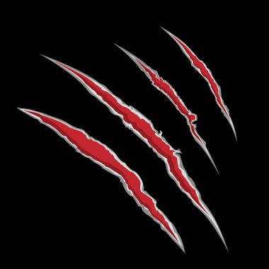 Vektör çizim pençe scrathes. Canavar pençe, el çizik, RIP aracılığıyla, ara dört dikey izleme.