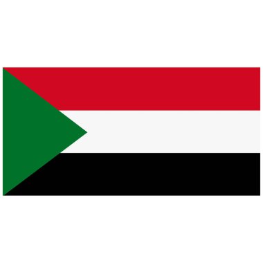 Vektör çizim Sudan bayrak simgesi beyaz arka plan üzerinde izole. Dikdörtgen Sudan ulusal bayrak. Bayrak düğmesini
