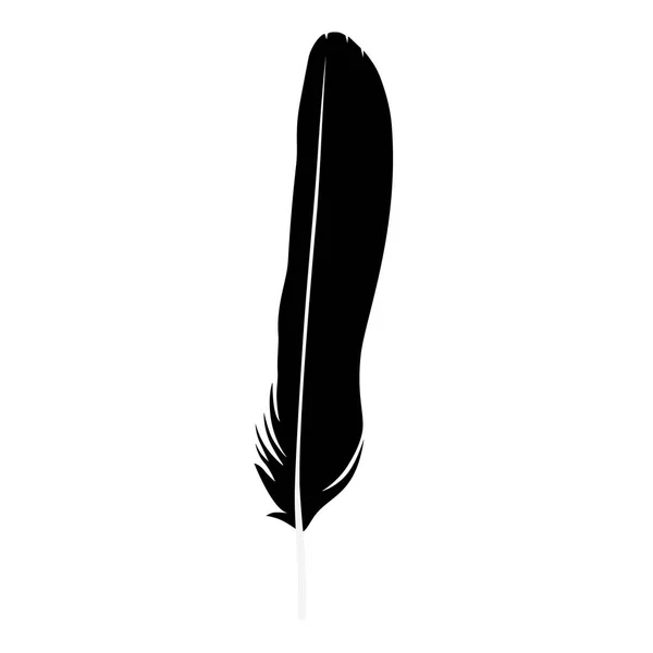 Vector Illustration Detailed Feather Silhouette Isolated White — Stock Vector