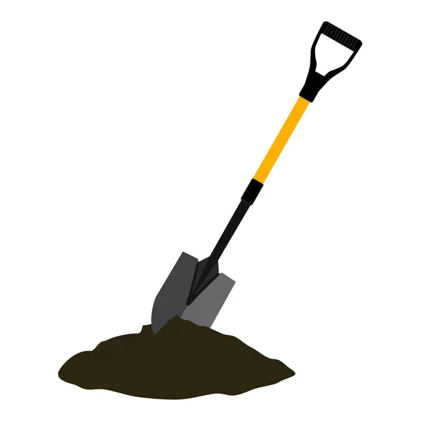 Shovel Ground Gardening Tool White Background Isolated Shovel Heap Soil — Stock Vector