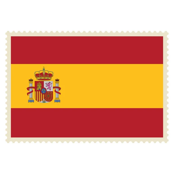 Vektorové Ikony Španělsko Vlajky Poštovní Známce Izolovaných Bílém Pozadí Tlačítko — Stockový vektor