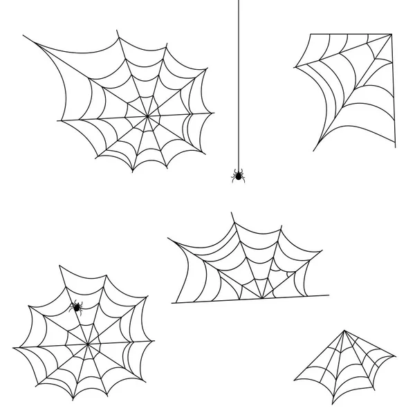 Halloween Cobweb Vector Frame Border Dividers Isolated White Spider Web — Stock Vector