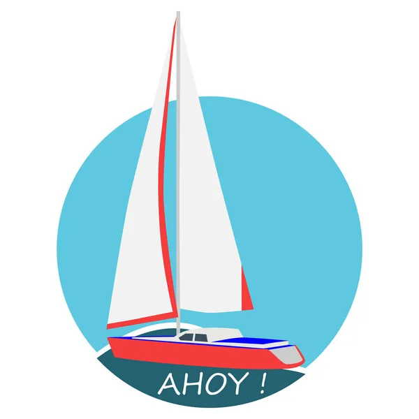 Vector Illustration Sail Boat Card Ship Luxury — Stock Vector