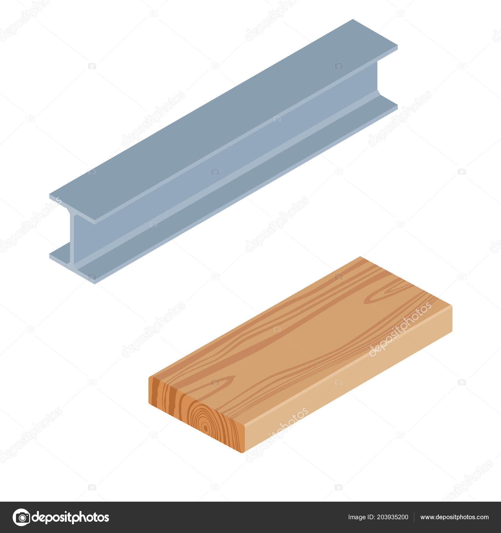 Raster Illustration Isometric Rasped Wooden Timber Plank Building