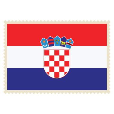 Raster simge posta pulu beyaz arka plan üzerinde izole Hırvatistan bayrağı. Hırvatistan bayrağı düğmesi