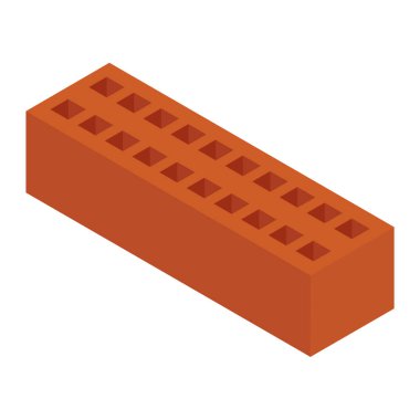 Raster illüstrasyon izometrik yeni kırmızı üzerine beyaz izole seramik tuğla delikli