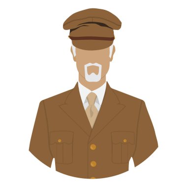 Raster illüstrasyon usta asker, Komutan, Binbaşı veya genel olarak askeri üniforma avatar simge.