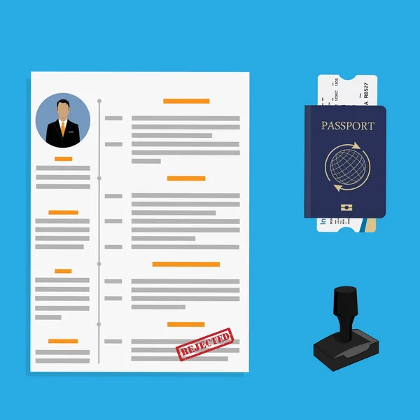 光栅例证签证盖印被拒绝 护照或签证申请 旅游入境印章 — 图库照片