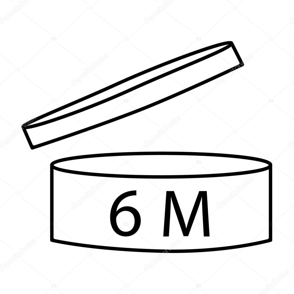 Raster illustration cosmetics symbol design. Period of validity after opening icon. Expiration date after product opening symbols. 6M