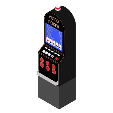 İzometrik poker video oyun makine raster resim. Kumar casiion oyun