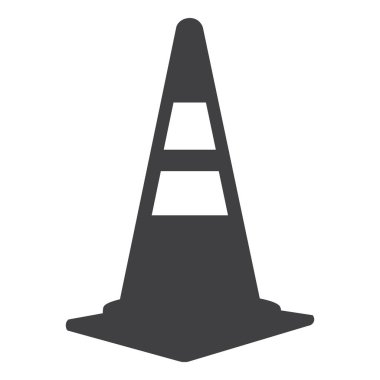 Basit düz raster simgesi yol trafik koni izole.