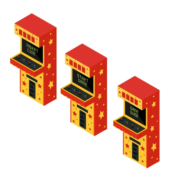 Set Ikon Permainan Arcade Raster Isometric Retro Mesin Permainan Dengan — Stok Foto