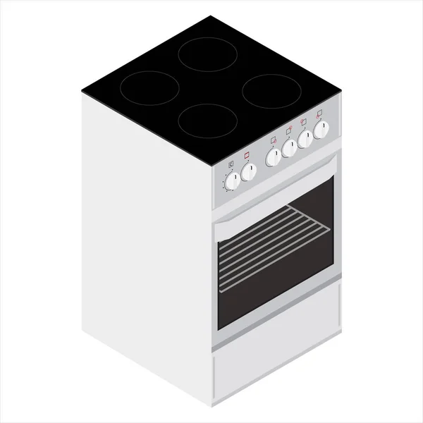 Raster Illustration Isometric Modern Electric Stove Kithcen Appliance — Stock Photo, Image