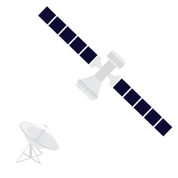 Raster Illustration Kommunikation Satellit Ikonen Med Solceller Batteri Satellit Parabolantenn — Stockfoto