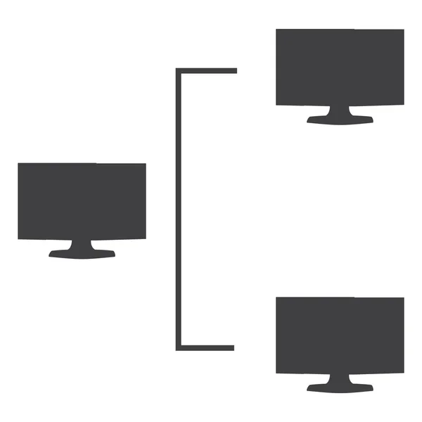 简单的平面光栅图标计算机监控网络 连接符号 — 图库照片