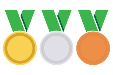 Altın, gümüş ve bronz madalya simgesi. Madalya küme. Raster ayarlayın. Beyaz arka plan üzerinde izole madalya