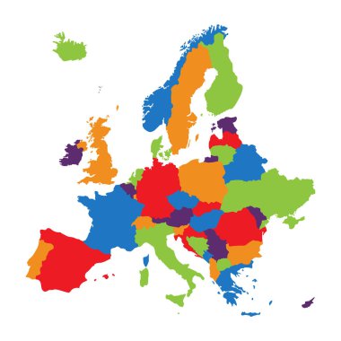 Raster illüstrasyon Europe harita izole üzerinde beyaz arka plan. Avrupa kıta harita simgesi.