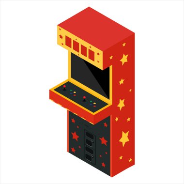 Raster izometrik retro Atari oyun makinesi. Oyun makinesi simgesi