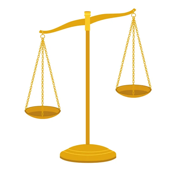 光栅金黄铜平衡秤在白色背景上隔离 正义的标志 — 图库照片