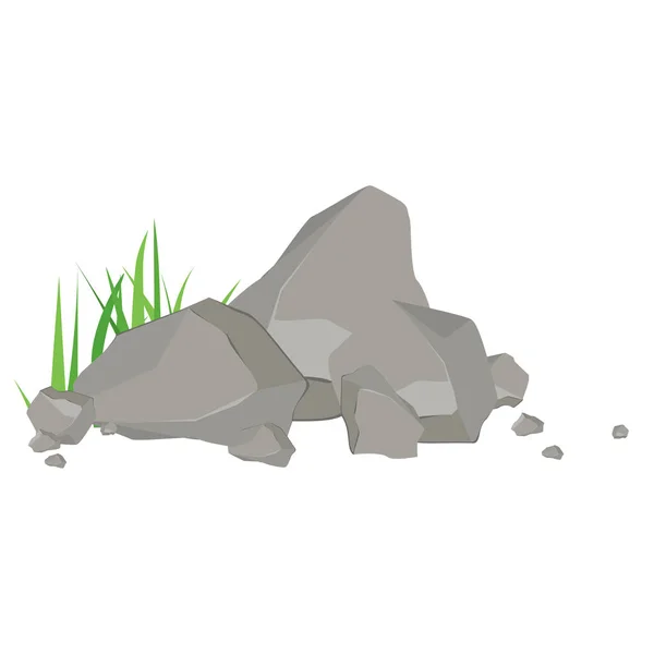 Rama Dibujos Animados Conjunto Piedra Roca Piedras Rocas Estilo Plano — Foto de Stock