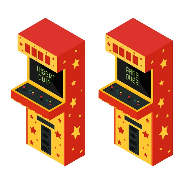 Raster Isometric Two Retro Arcade Game Machine Icon Gaming Machine — Stock Photo, Image