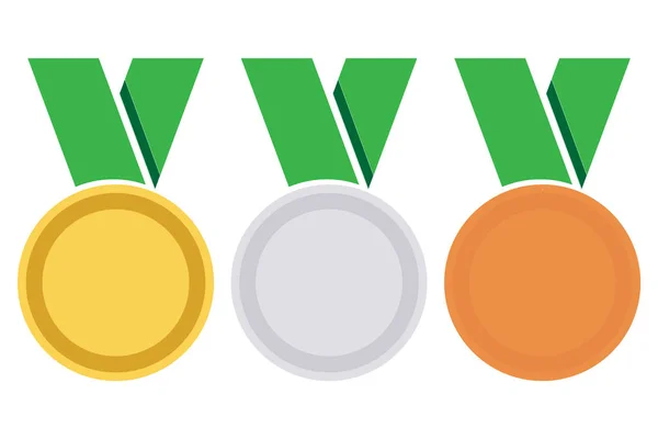 银牌和铜牌图标 奖牌集合 光栅集 在白色背景被隔绝的奖牌 — 图库照片